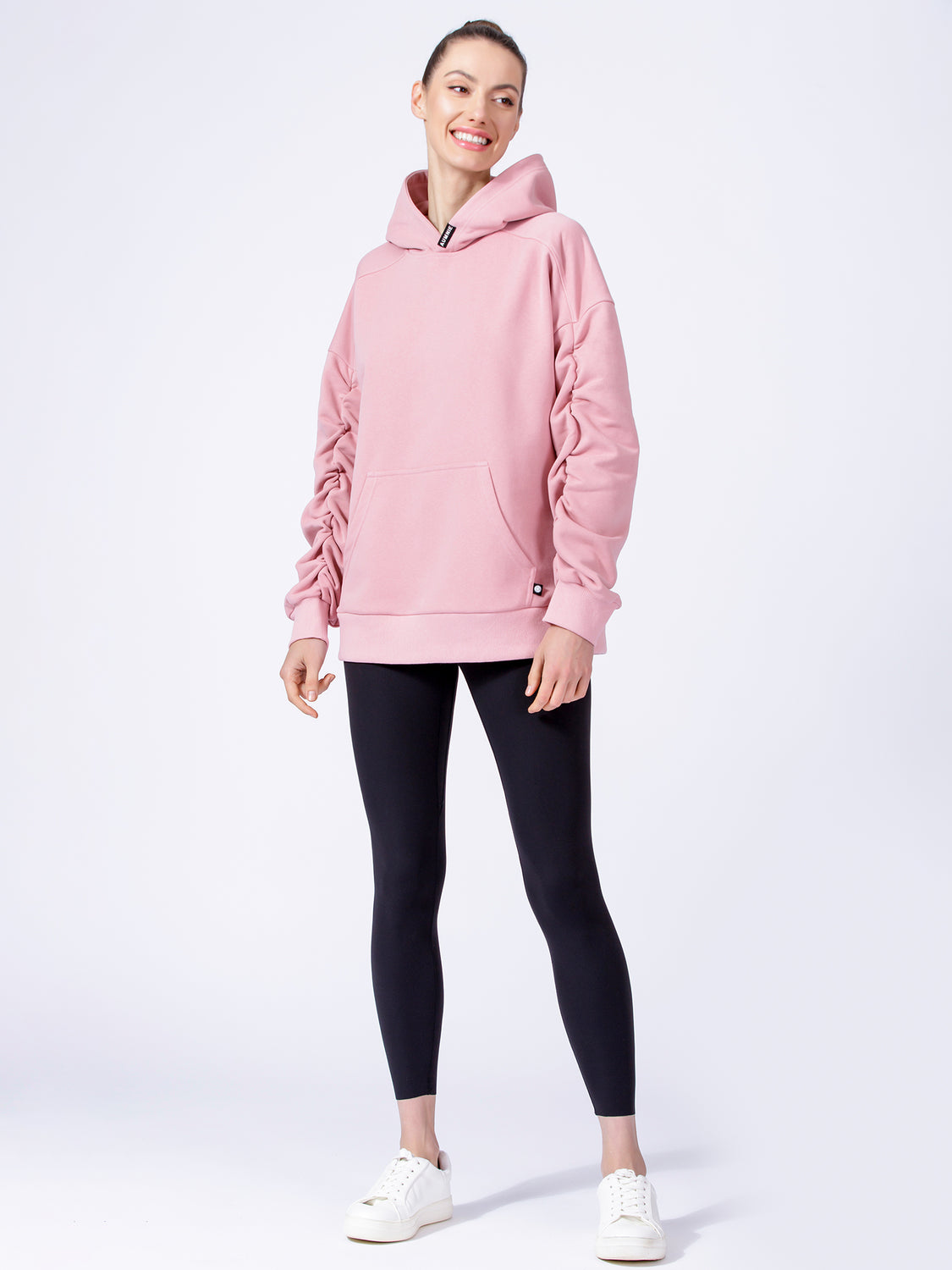 RUCHED RUNWAY HOODIE, PINK