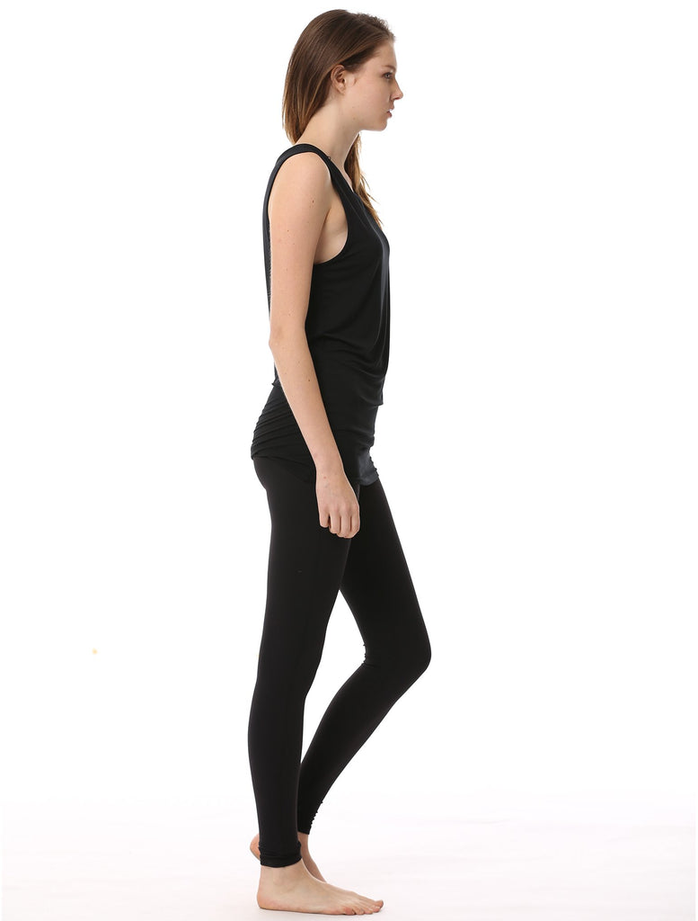 LONG CUT OFF TANK, BLACK