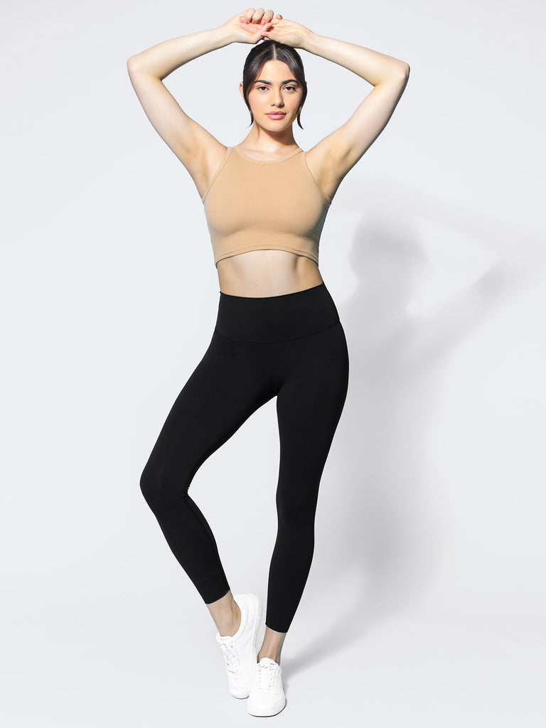 RIBBED COTTON SINGLET, KHAKI