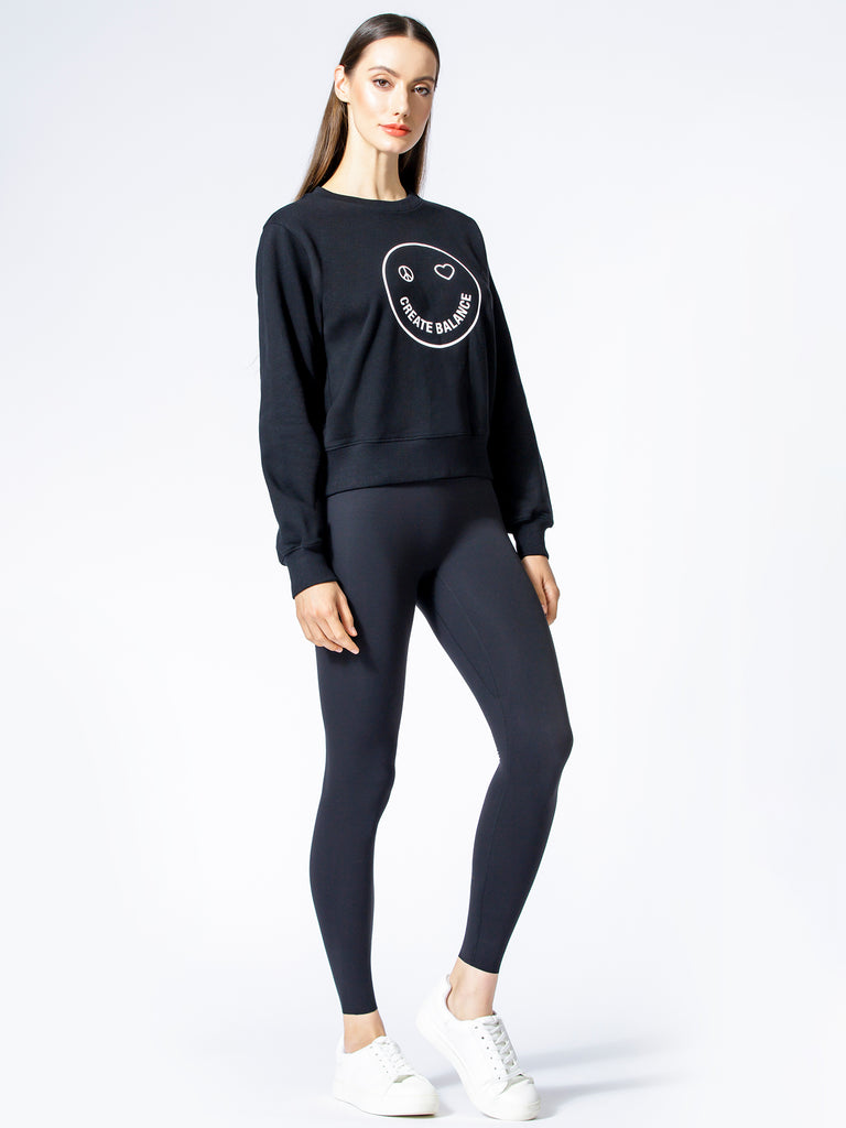 HAPPY GLOW SWEATSHIRT, BLACK