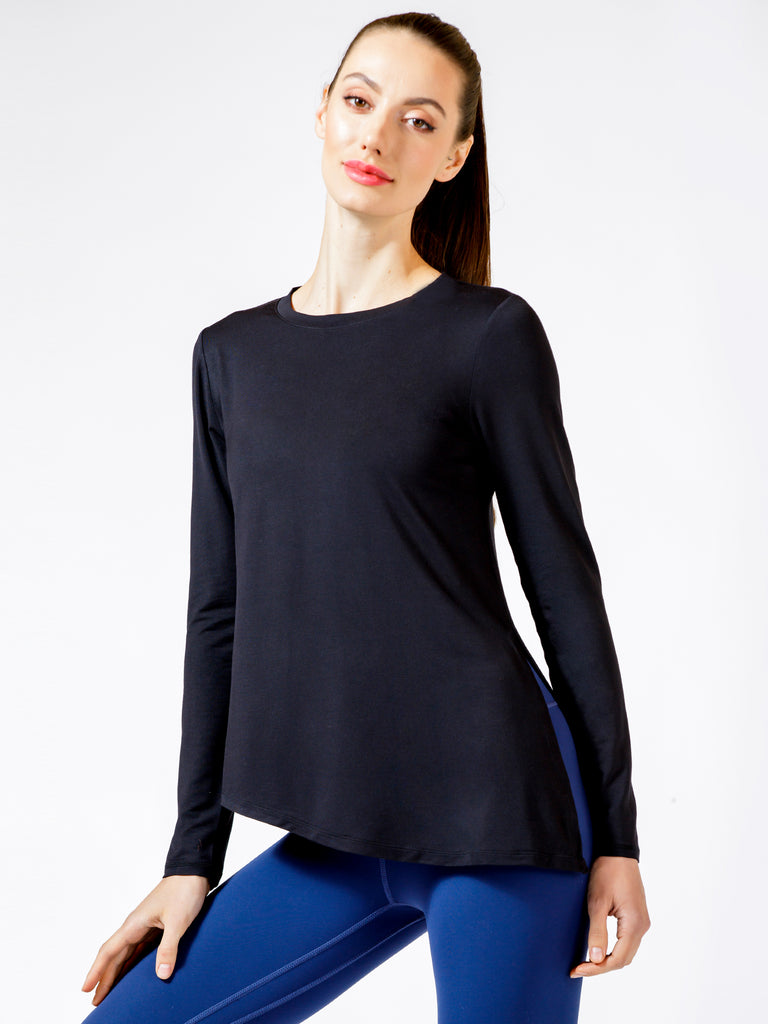 LONG SLEEVE SWAY TEE, BLACK