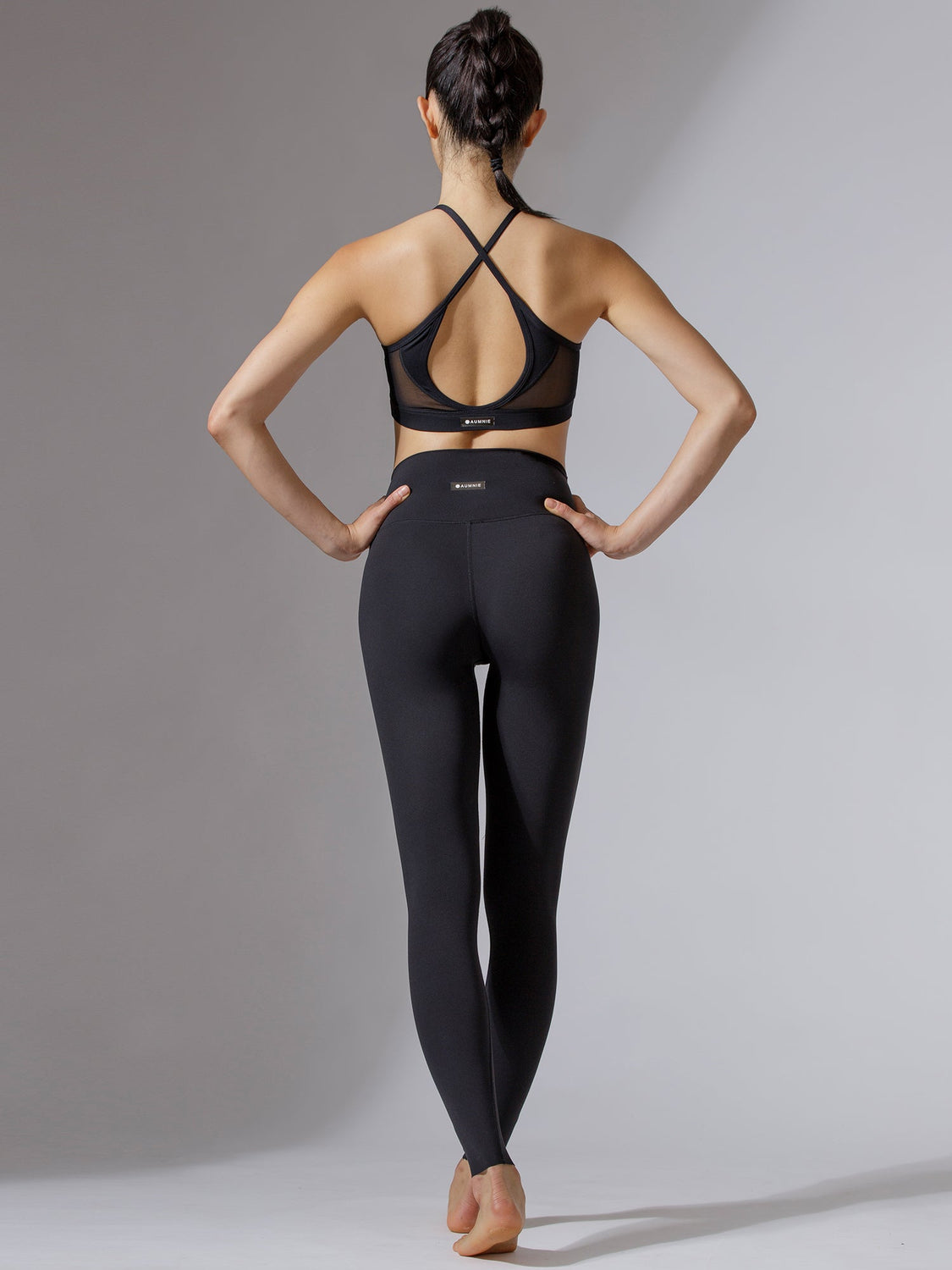 CRESCENT BRA, BLACK/BLACK MESH