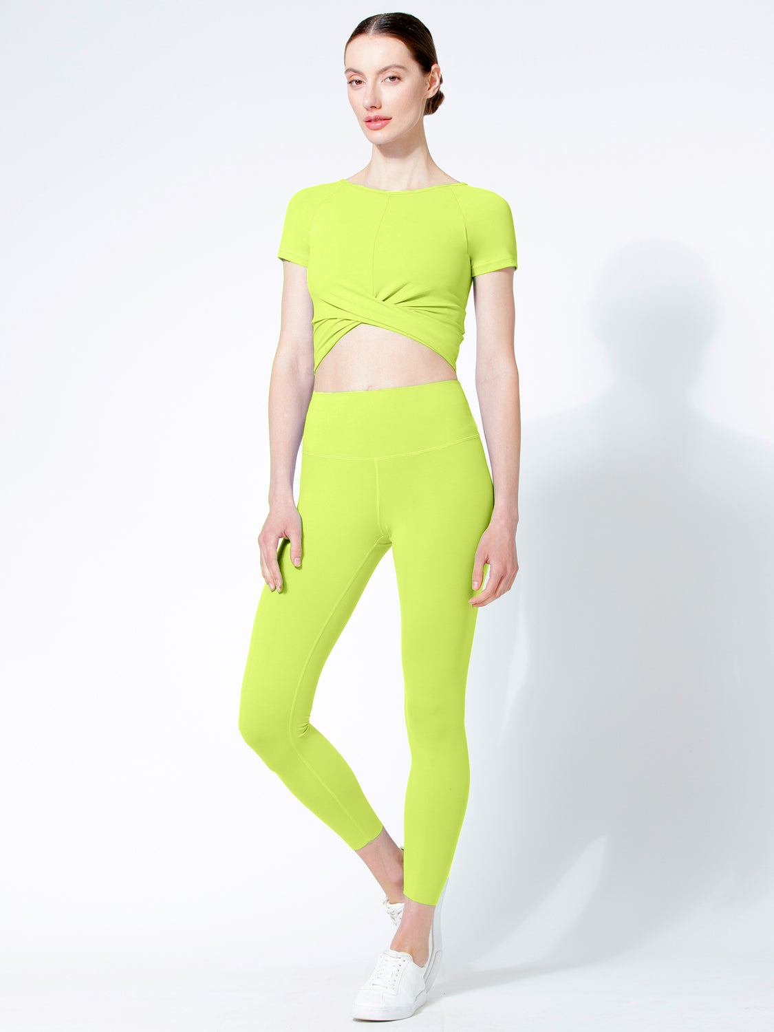 SHORT SLEEVE NUDE FRONT WRAP TEE, GLOW