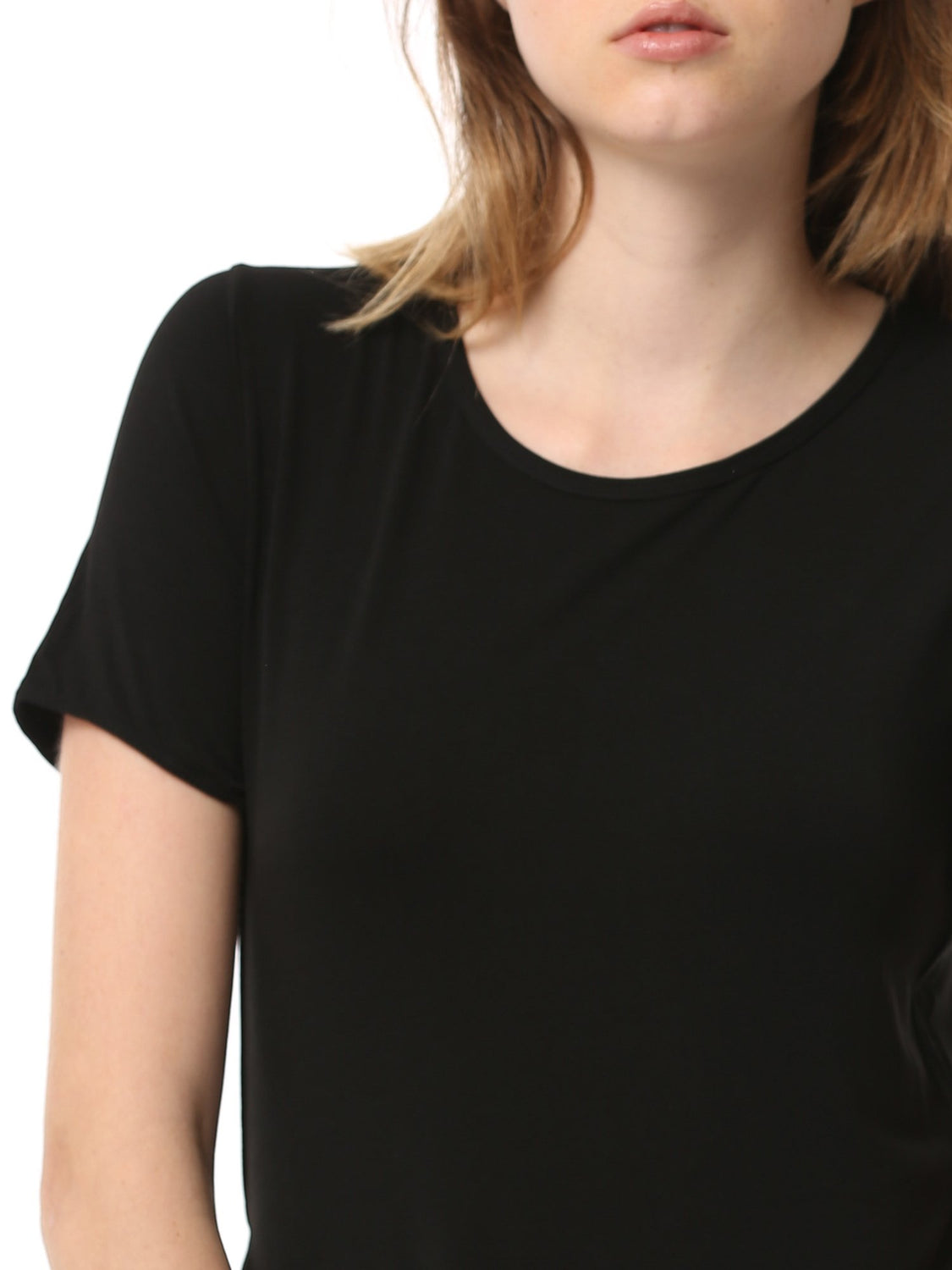 HI LO SPLIT SIDE TEE, BLACK