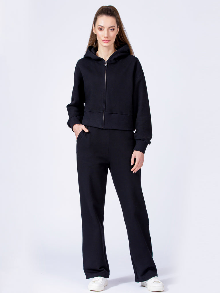 WIDE LEG SWEATPANTS, BLACK