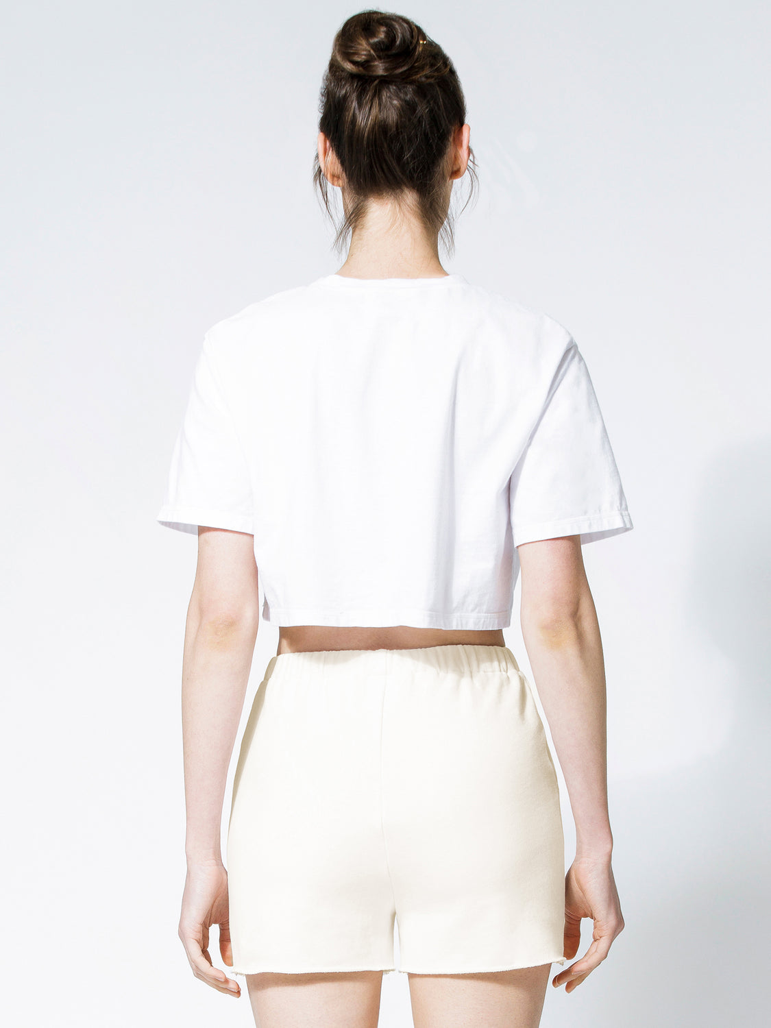 HIGH WAIST COTTON SHORTS, WHITE