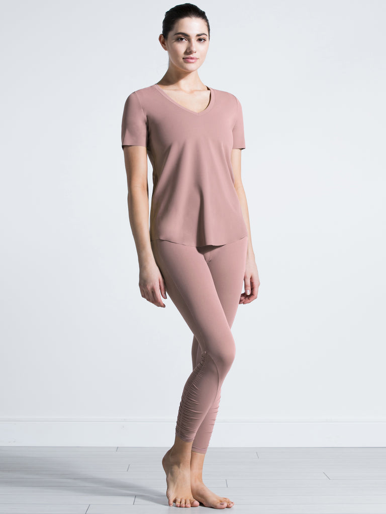 RUCHED NUDE PANTS,ASH MAUVE