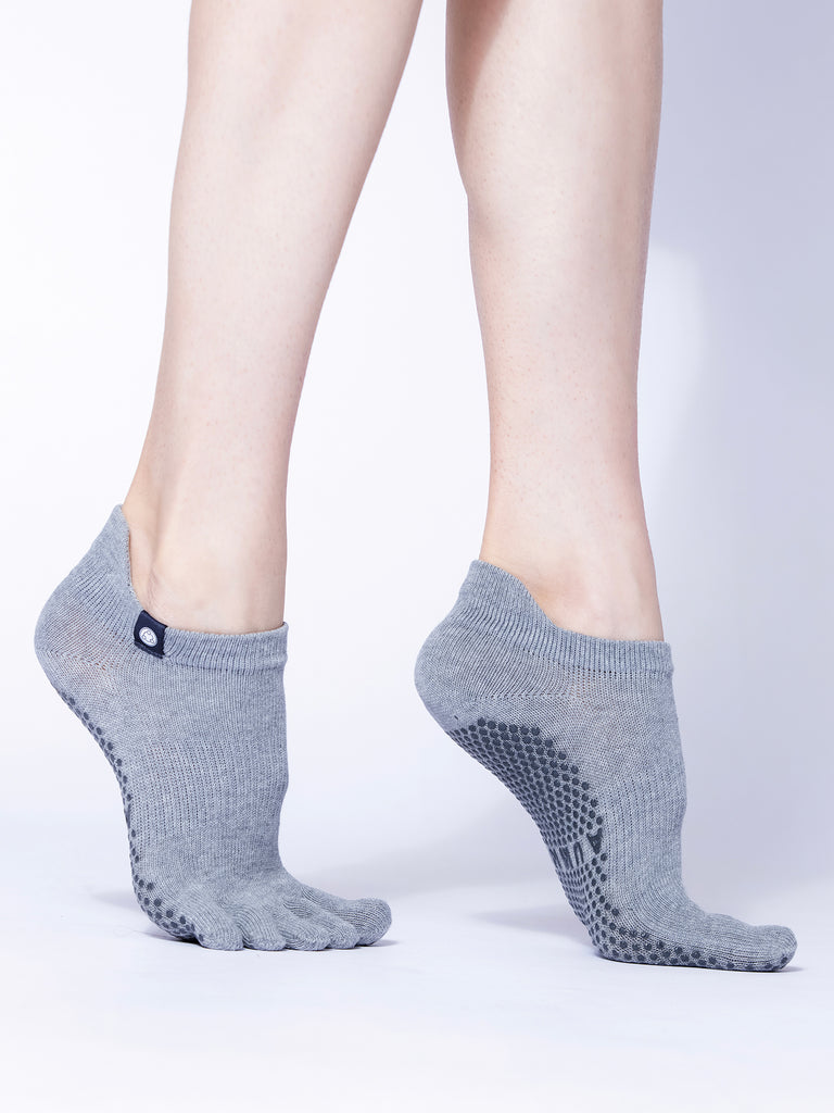 FULL TOE YOGA ANKLE SOCKS, GREY