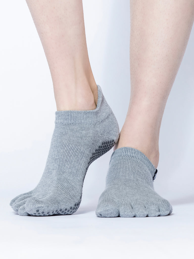 FULL TOE YOGA ANKLE SOCKS, GREY