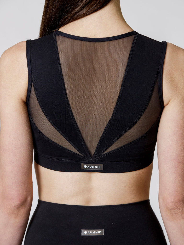 HORIZON BRA, BLACK/BLACK MESH