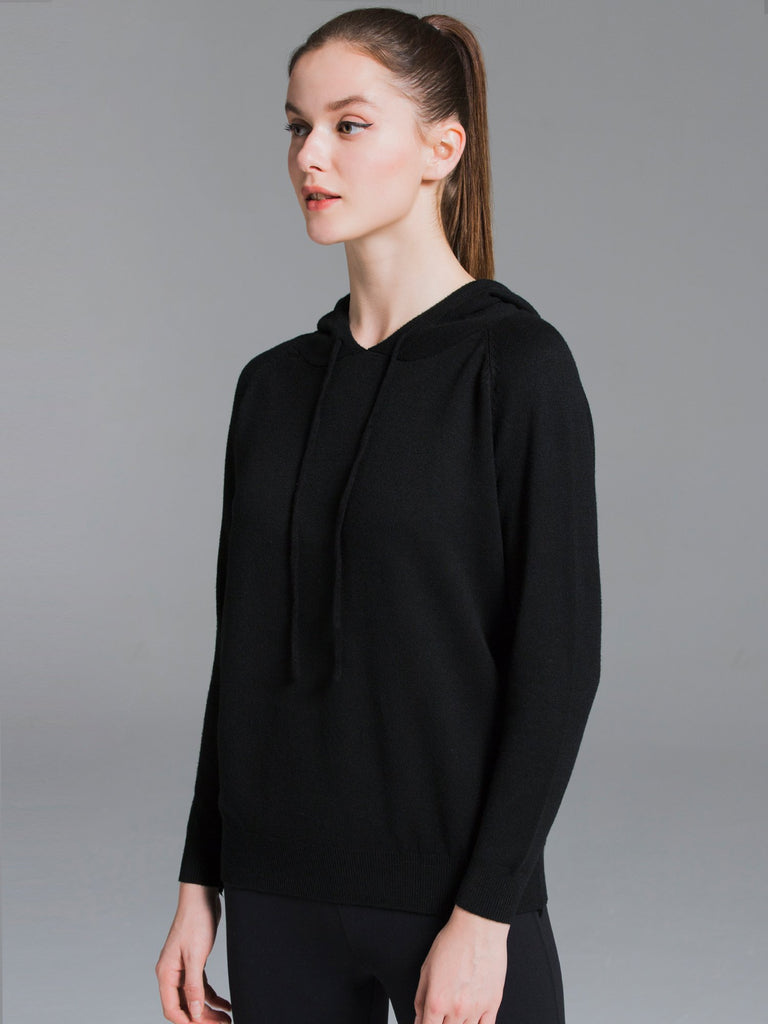 SOFT KNIT HOODIE, BLACK