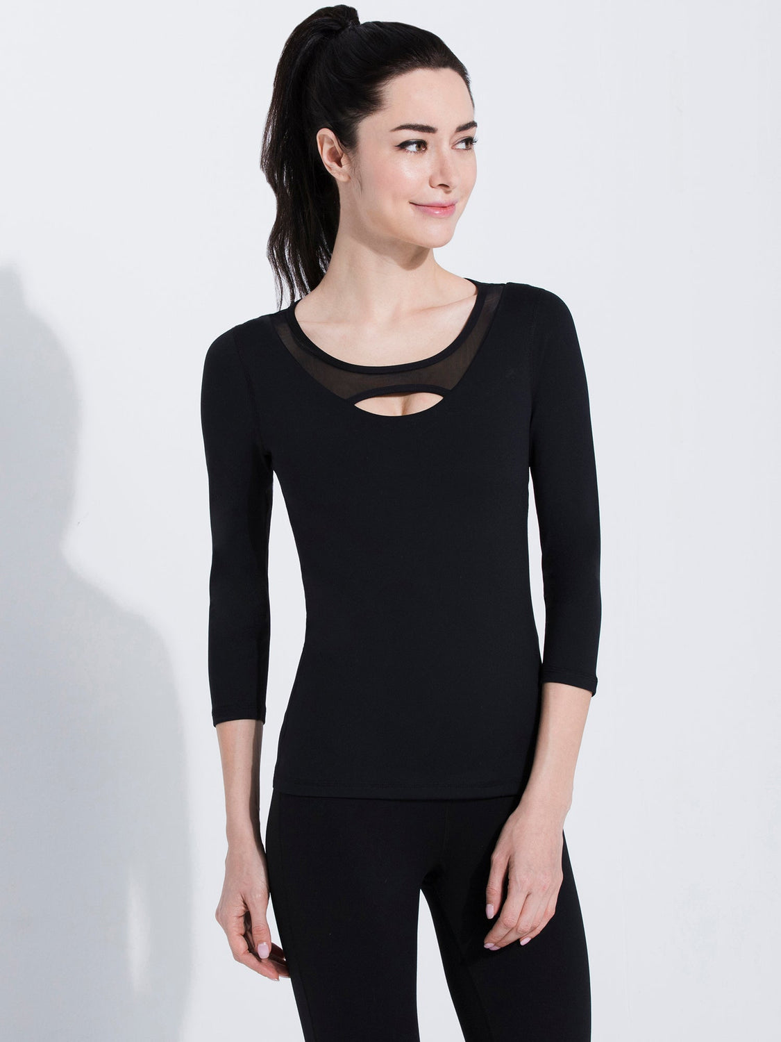 PARALLEL 3/4 SLEEVE TEE, BLACK