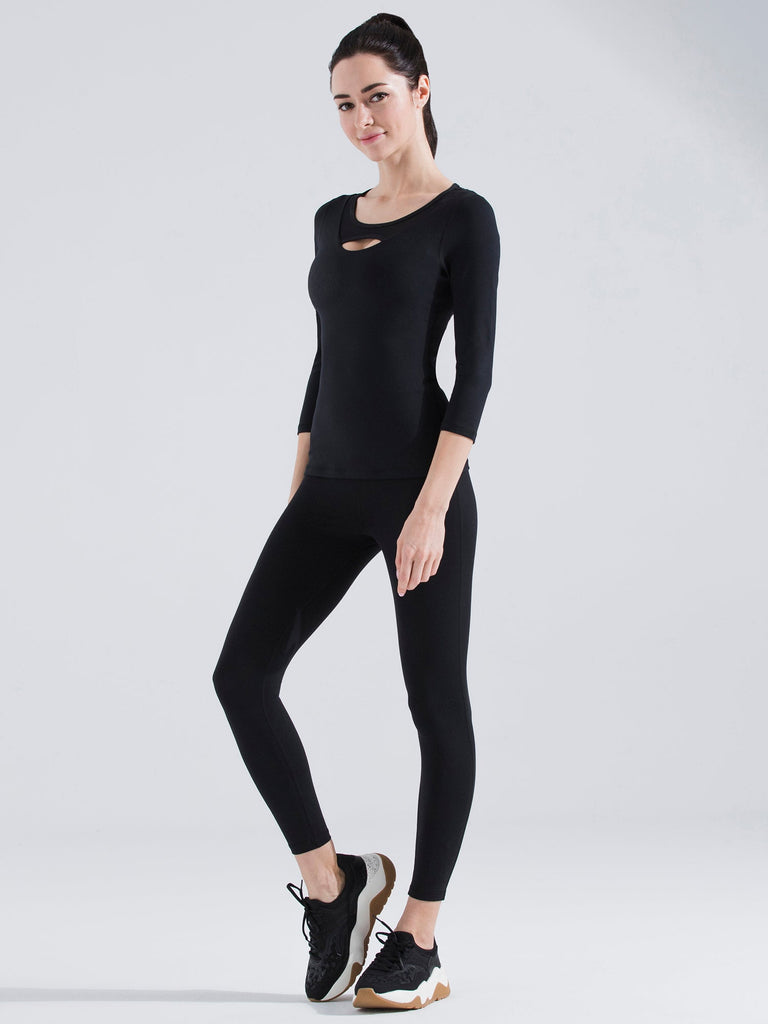 PARALLEL 3/4 SLEEVE TEE, BLACK