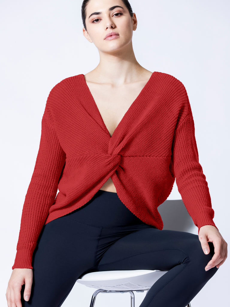 KNOTTED OPEN BACK SWEATER, HOLLY