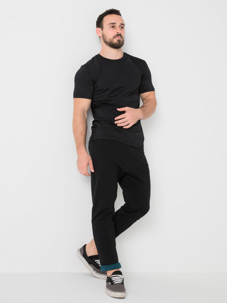 LOW RISE CUFF PANTS, BLACK