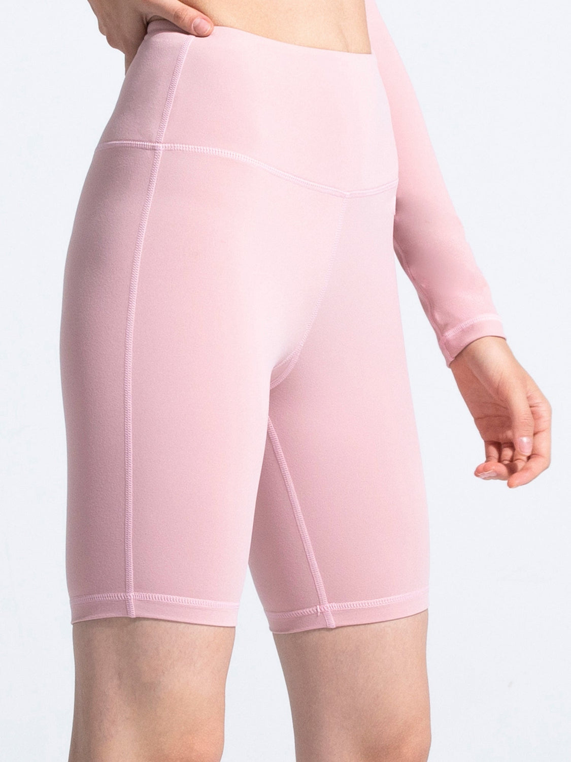HIGH WAIST BIKER SHORTS, BLUSH