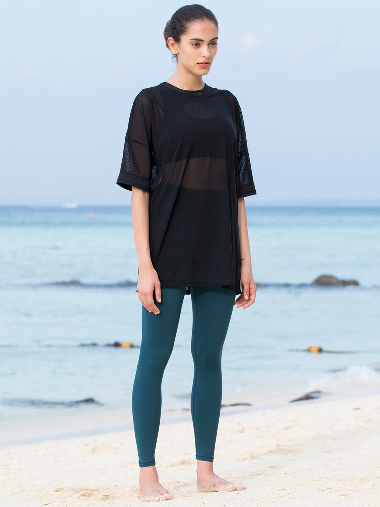 OVERSIZED MESH TEE, BLACK