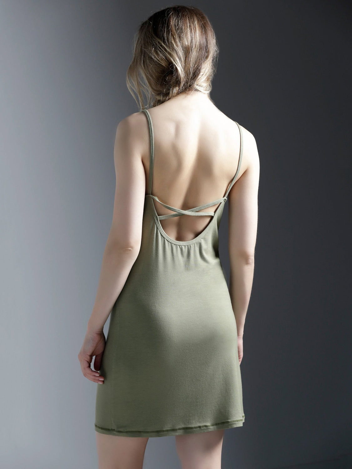 MINI SLIP DRESS, SAGE MODAL