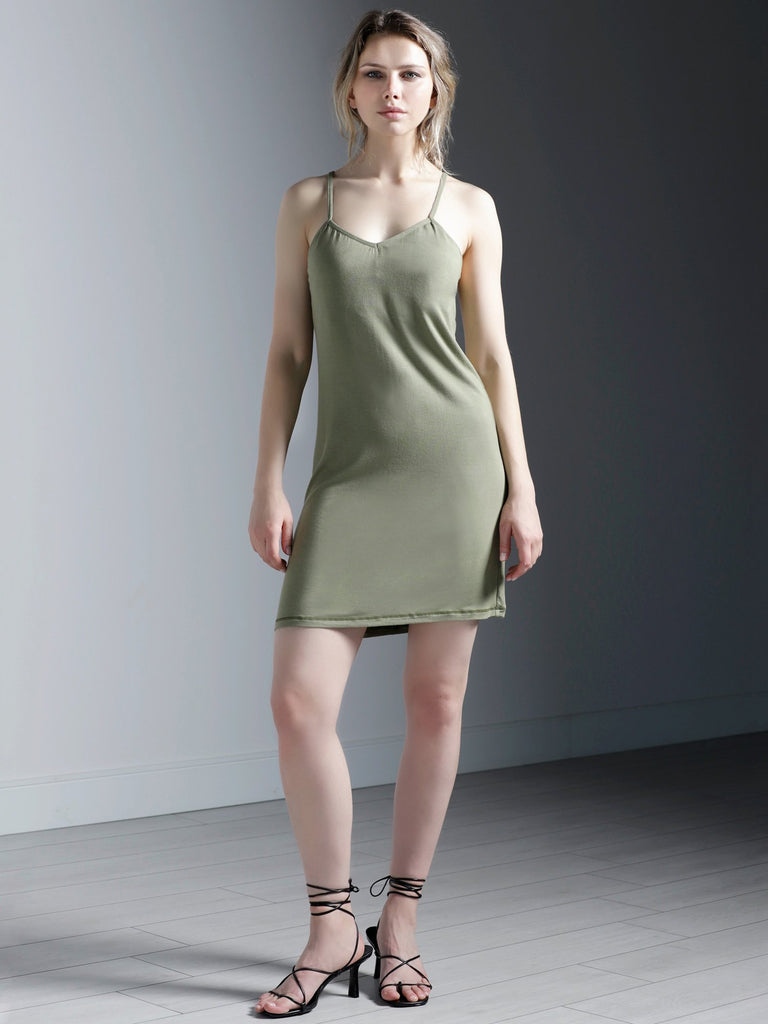 MINI SLIP DRESS, SAGE MODAL