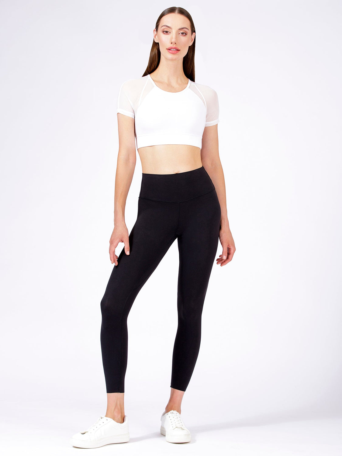 INTENSITY CROPPED TEE, WHITE/WHITE MESH