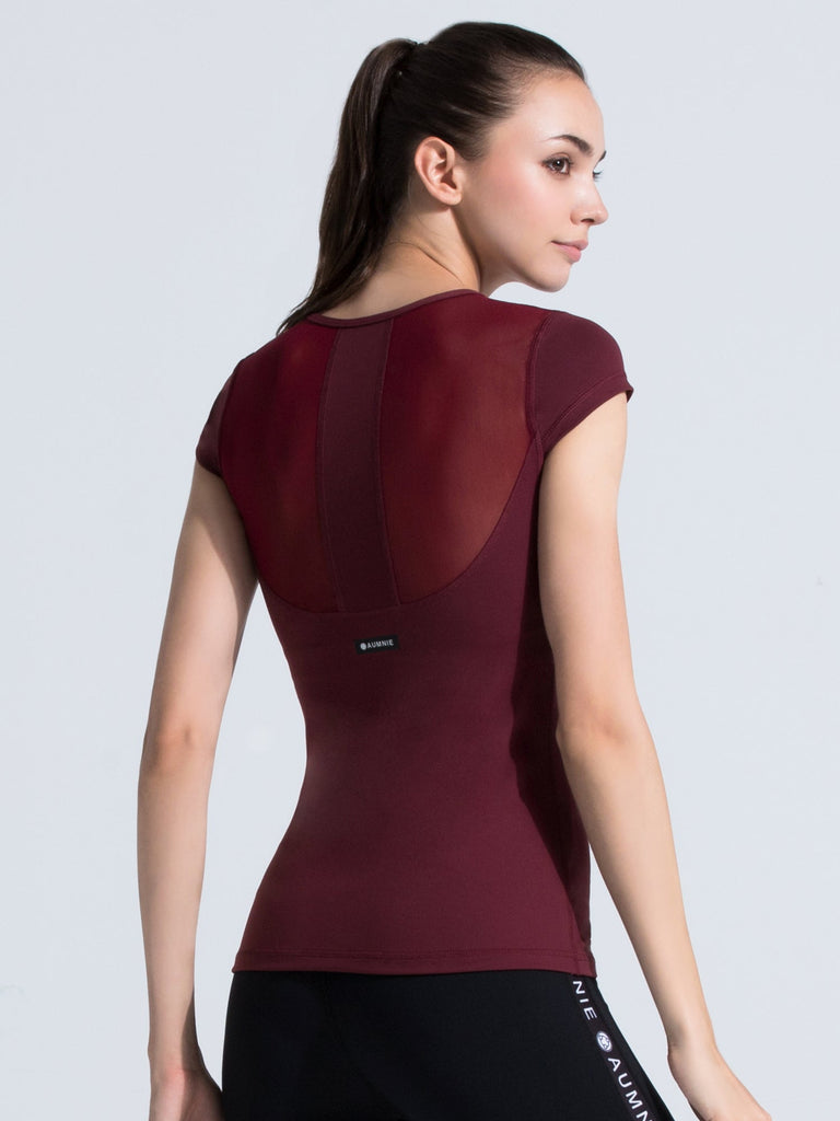 PEARL TEE, BORDEAUX/BORDEAUX MESH