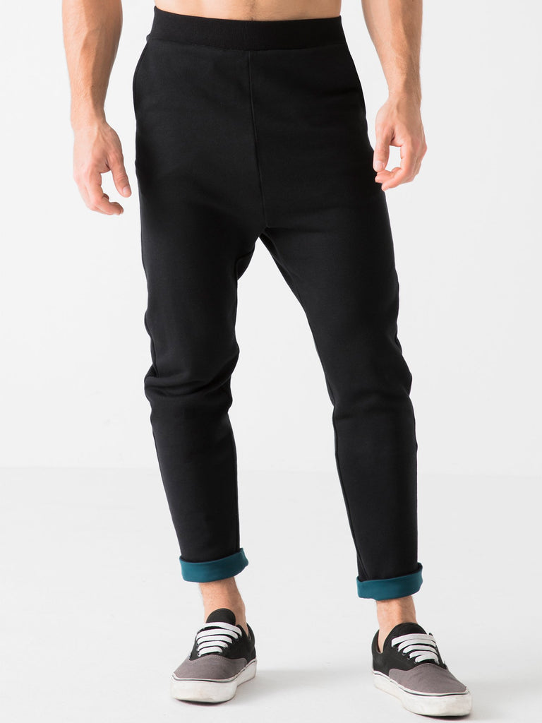 LOW RISE CUFF PANTS, BLACK