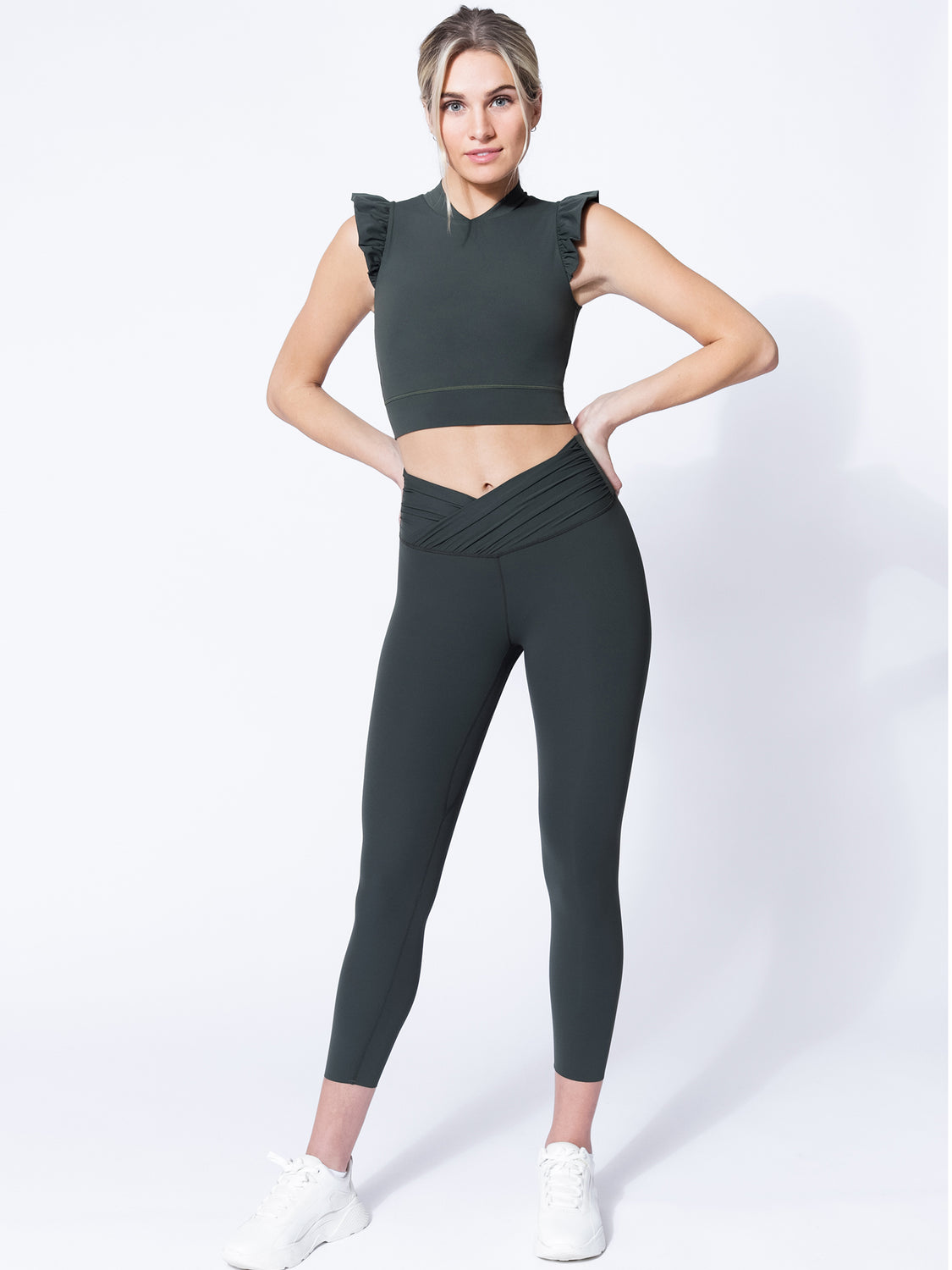 RUFFLED PURE TANK, SAGE