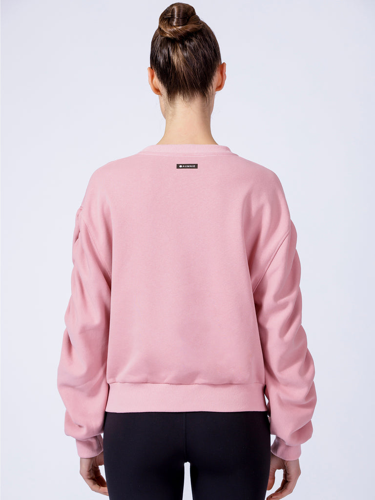 RUCHED RUNWAY SWEATSHIRT, PINK