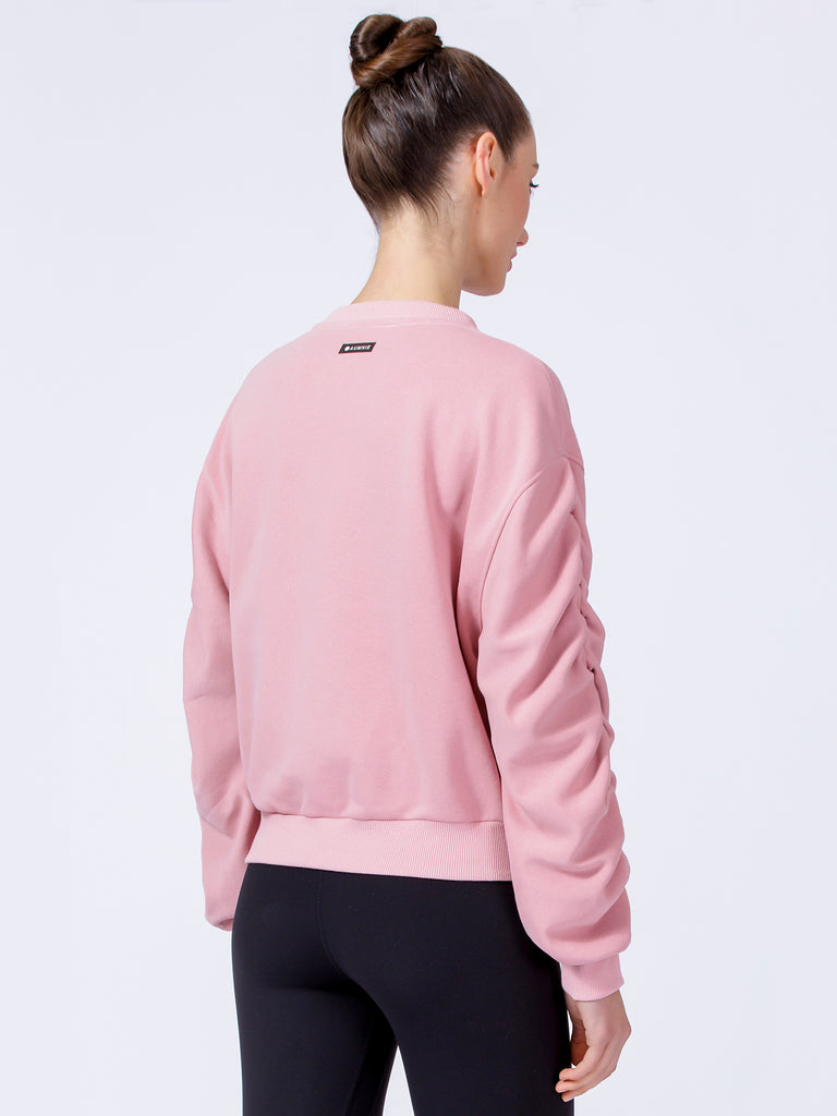 RUCHED RUNWAY SWEATSHIRT, PINK
