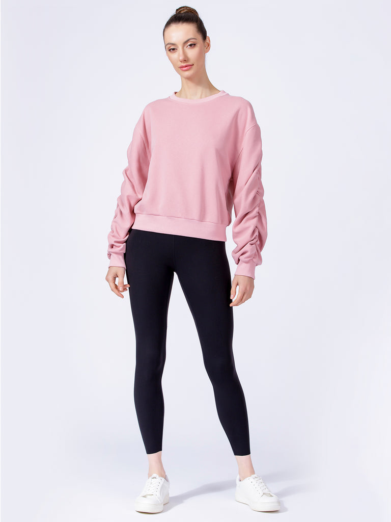 RUCHED RUNWAY SWEATSHIRT, PINK