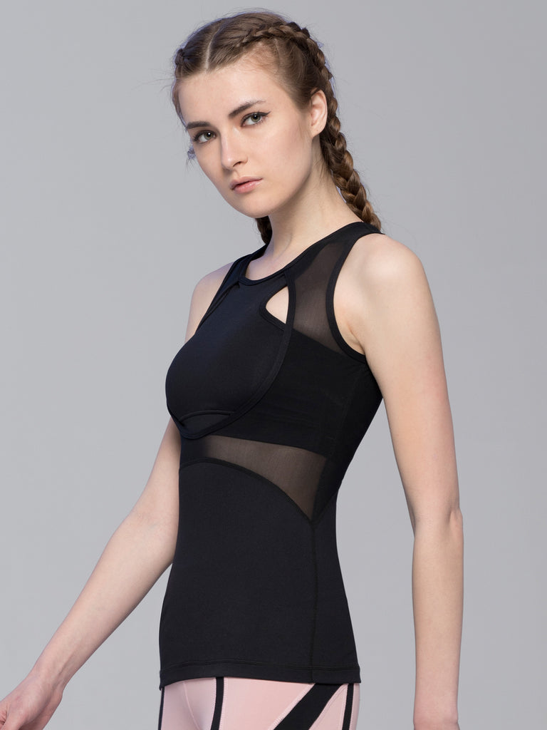 STRATUM TANK, BLACK/BLACK MESH