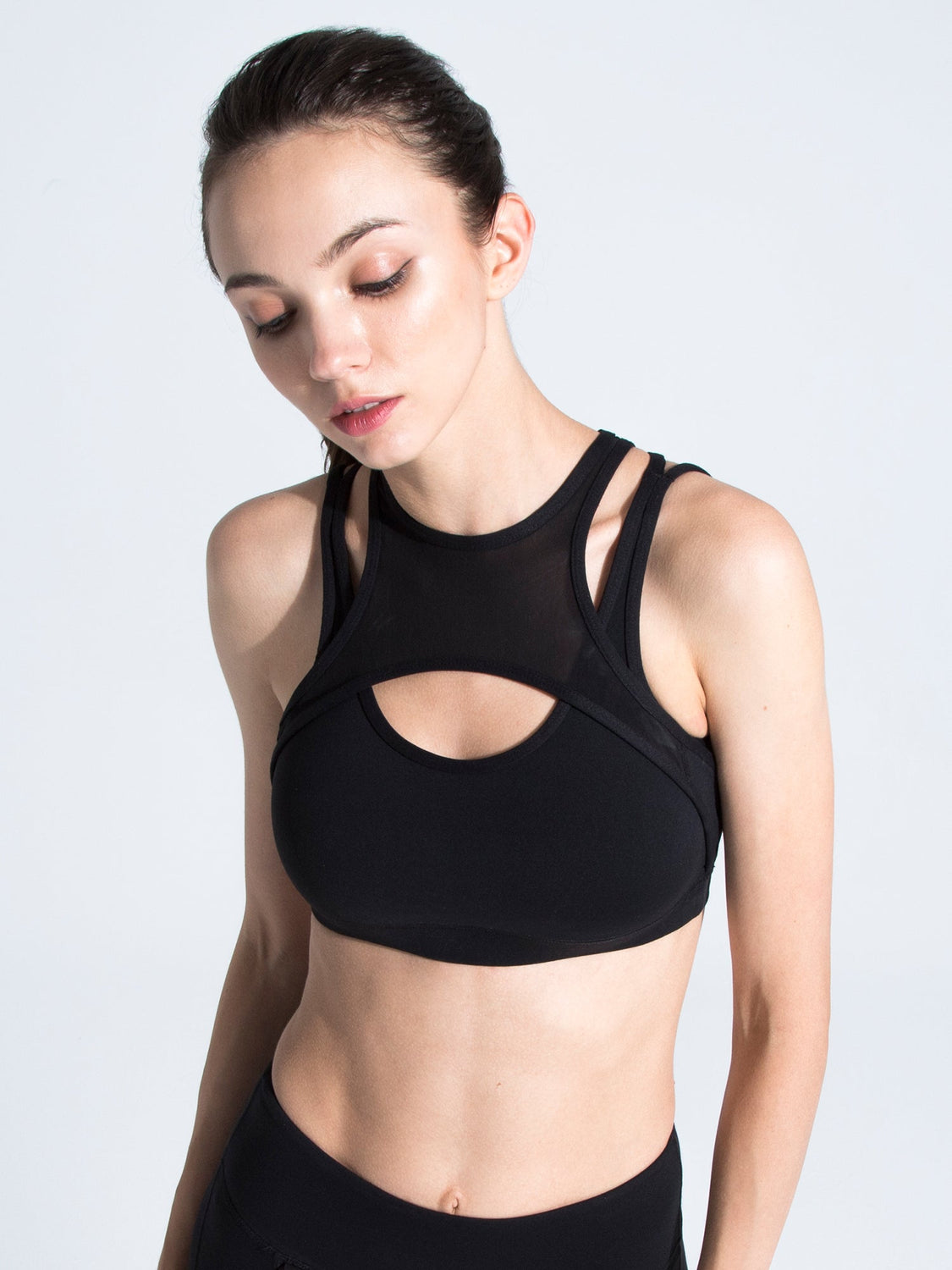 THEORY BRA, BLACK/BLACK MESH