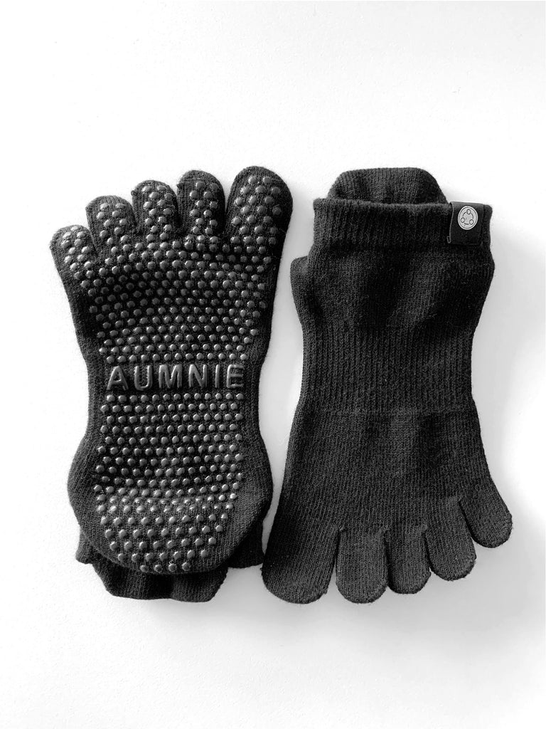 FULL TOE YOGA ANKLE SOCKS, BLACK