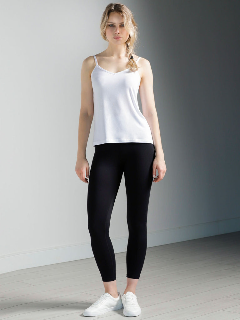 V BACK SINGLET, WHITE MODAL