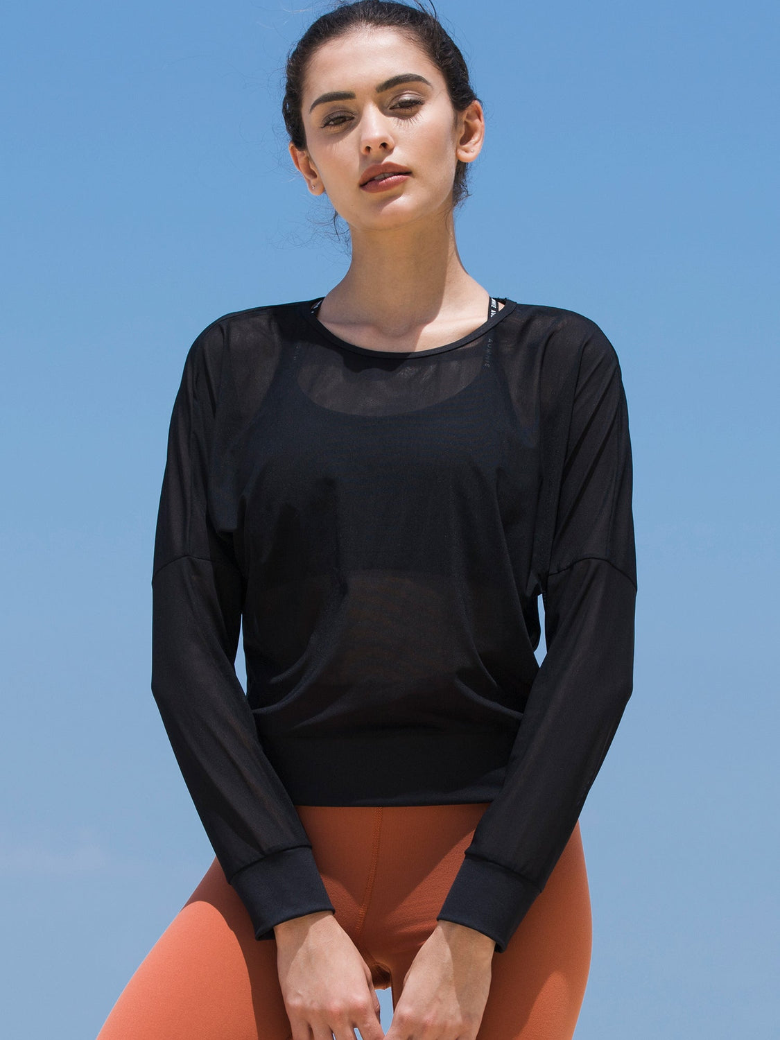 MESH SWEATSHIRT, BLACK