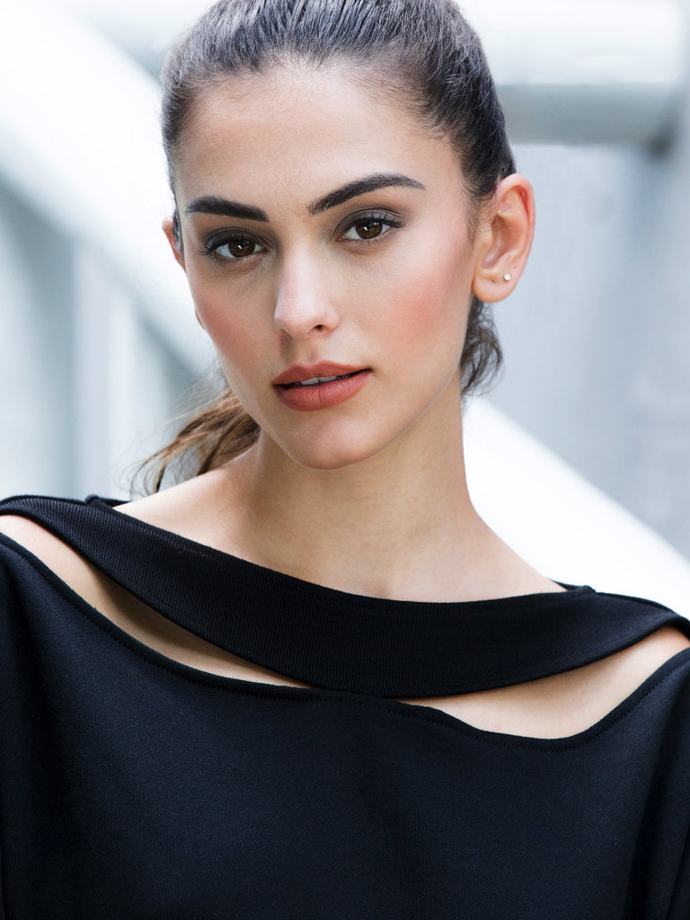 DETACHED COLLAR SWEATSHIRT,BLACK