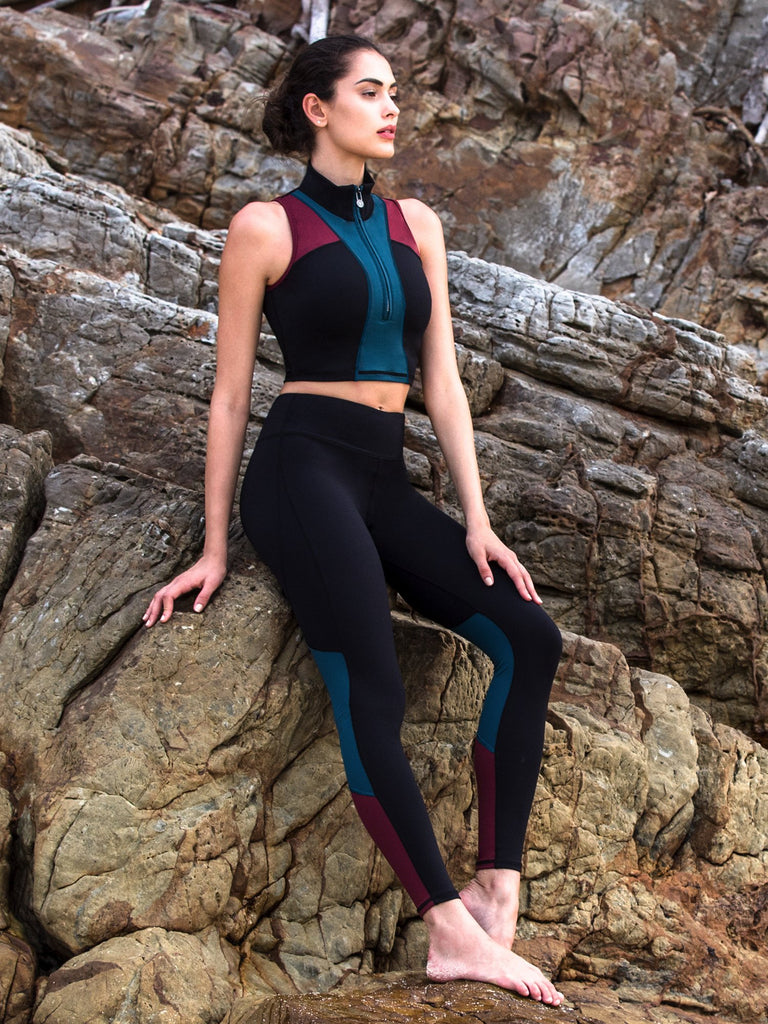 TRICOLOUR PANTS, BLACK, LAKE, BORDEAUX