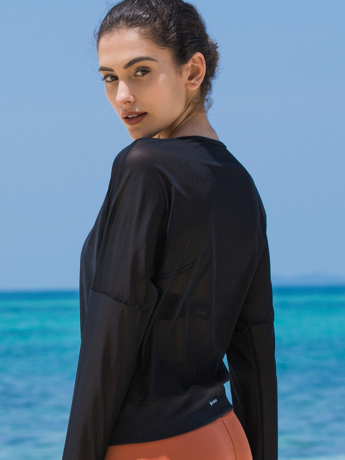 MESH SWEATSHIRT, BLACK