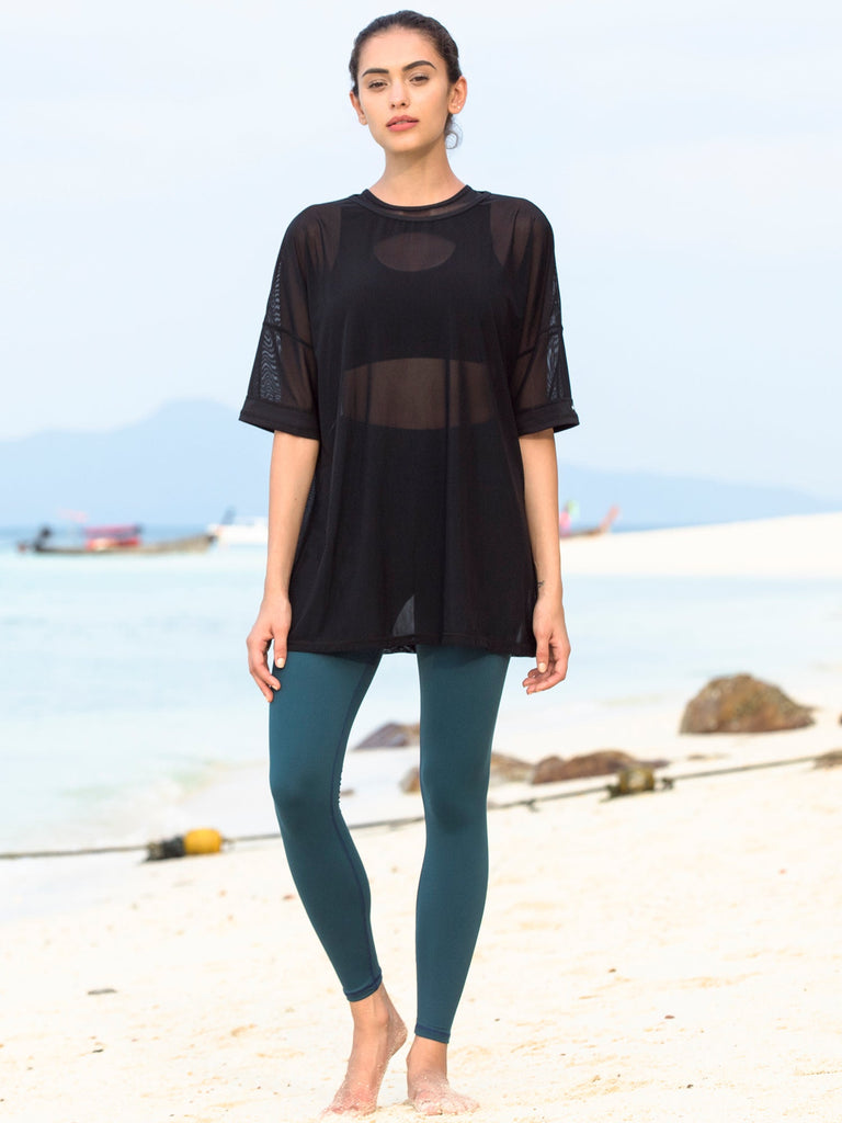 OVERSIZED MESH TEE, BLACK