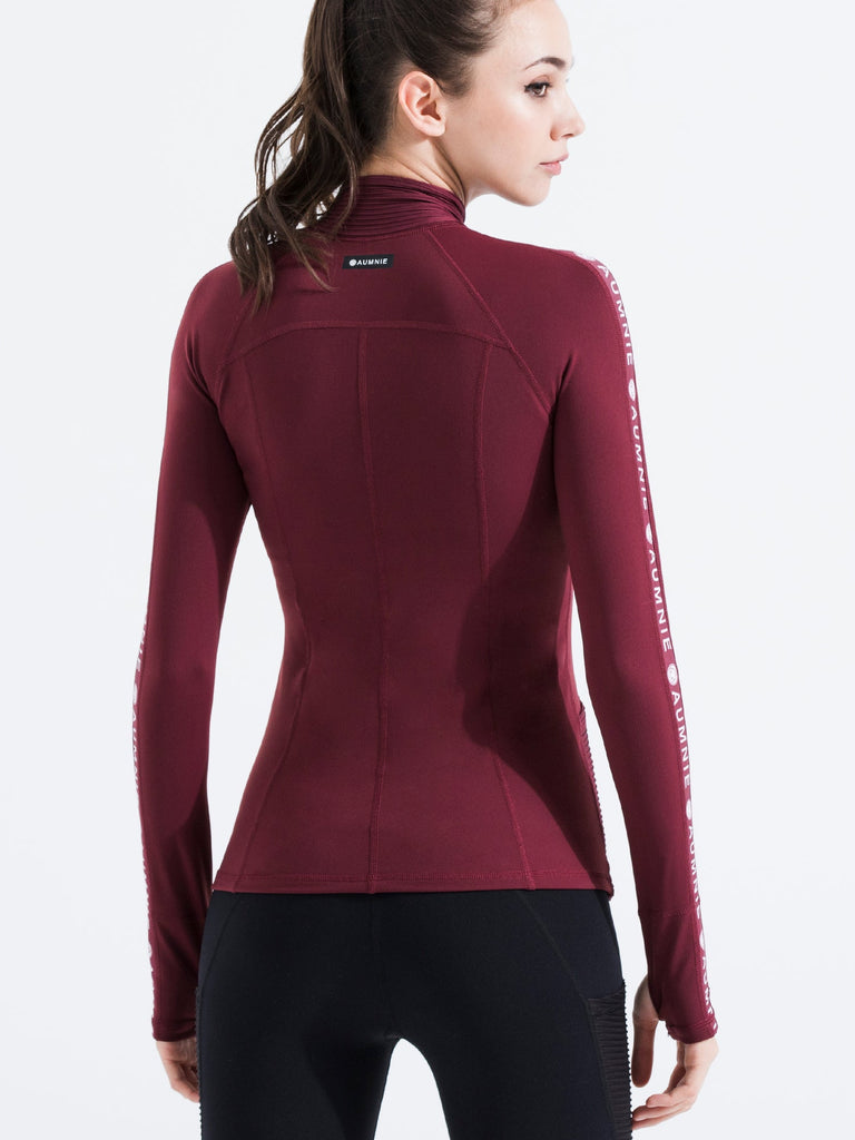 HALF ZIP LOGO TOP, BORDEAUX