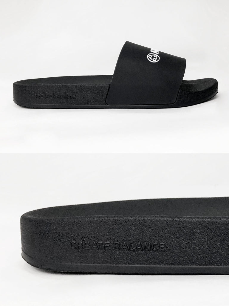 AUMNIE LOGO SLIDE SANDALS, BLACK