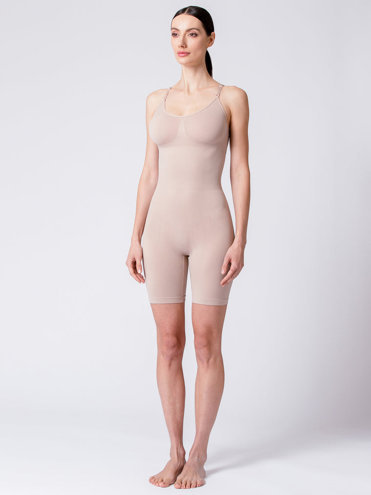 SCULPT & SUPPORT MID THIGH SHAPEWEAR BODYSUIT, NUDE