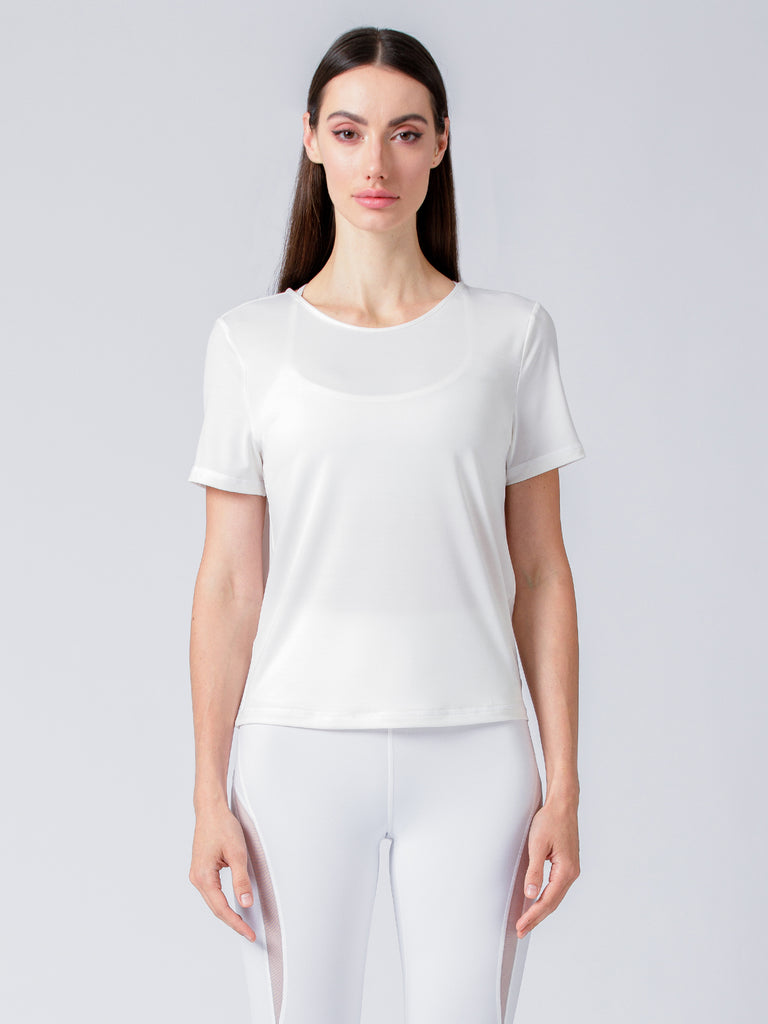 OPEN BACK WRAP TEE, WHITE