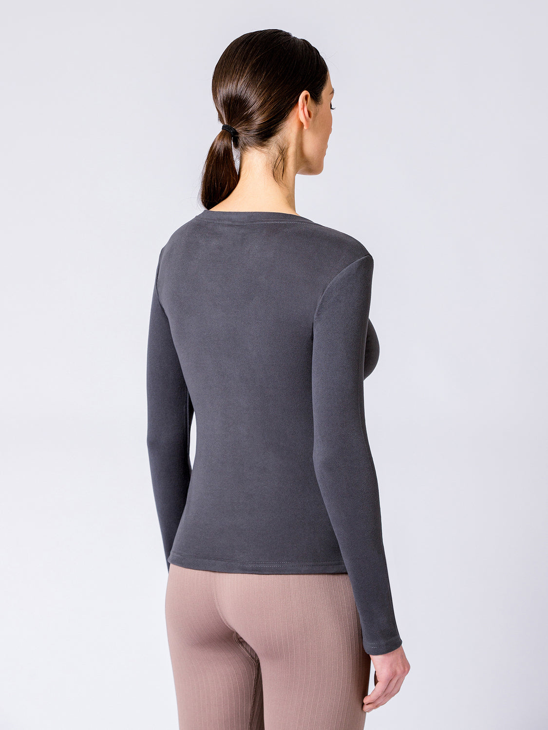 THERMAL FLEECE LONG SLEEVE TOP,DARK GREY