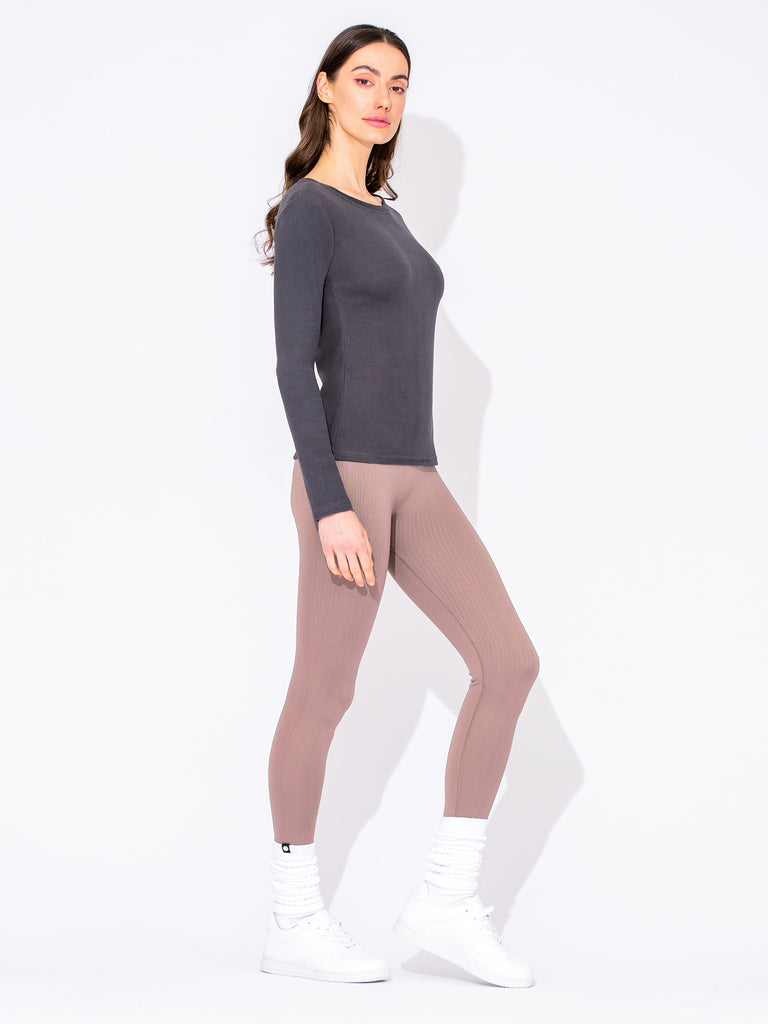 THERMAL FLEECE LONG SLEEVE TOP,DARK GREY