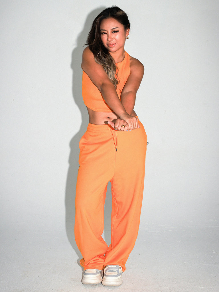 URBAN WIDE LEG SWEATPANTS,YELLOW