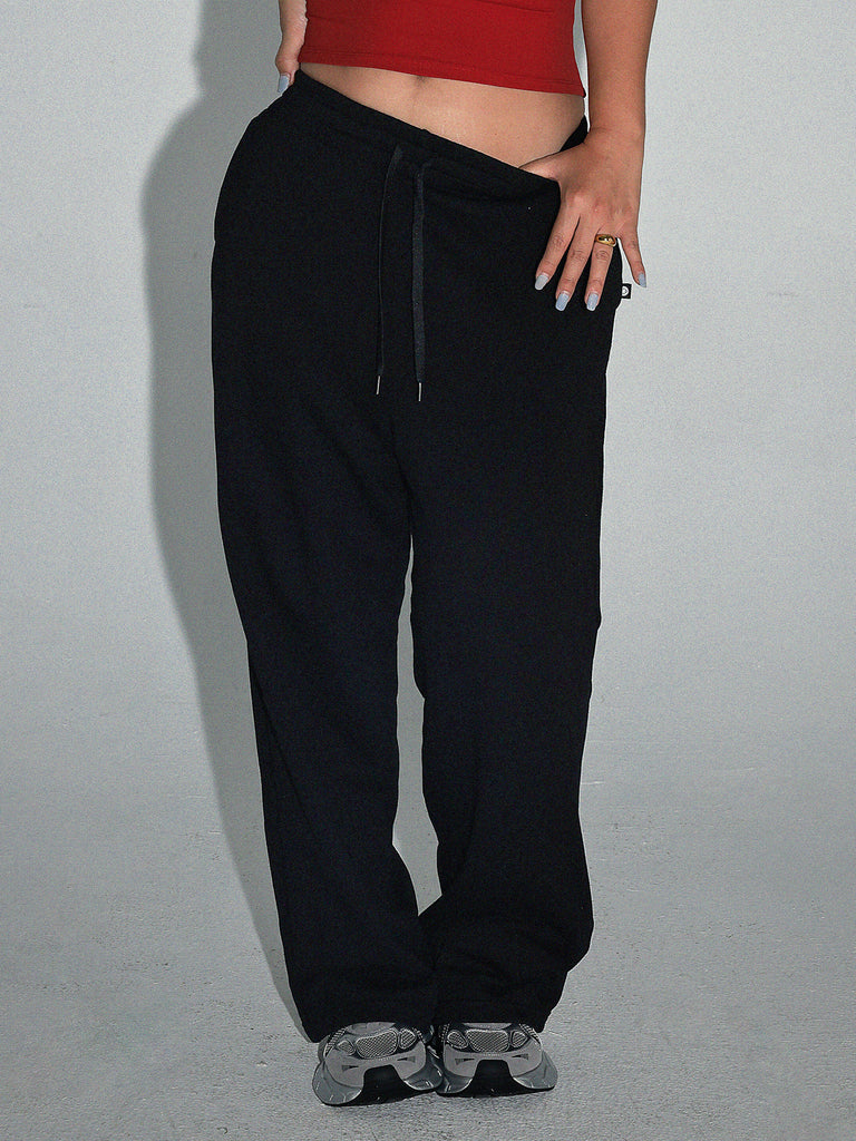 URBAN WIDE LEG SWEATPANTS,BLACK