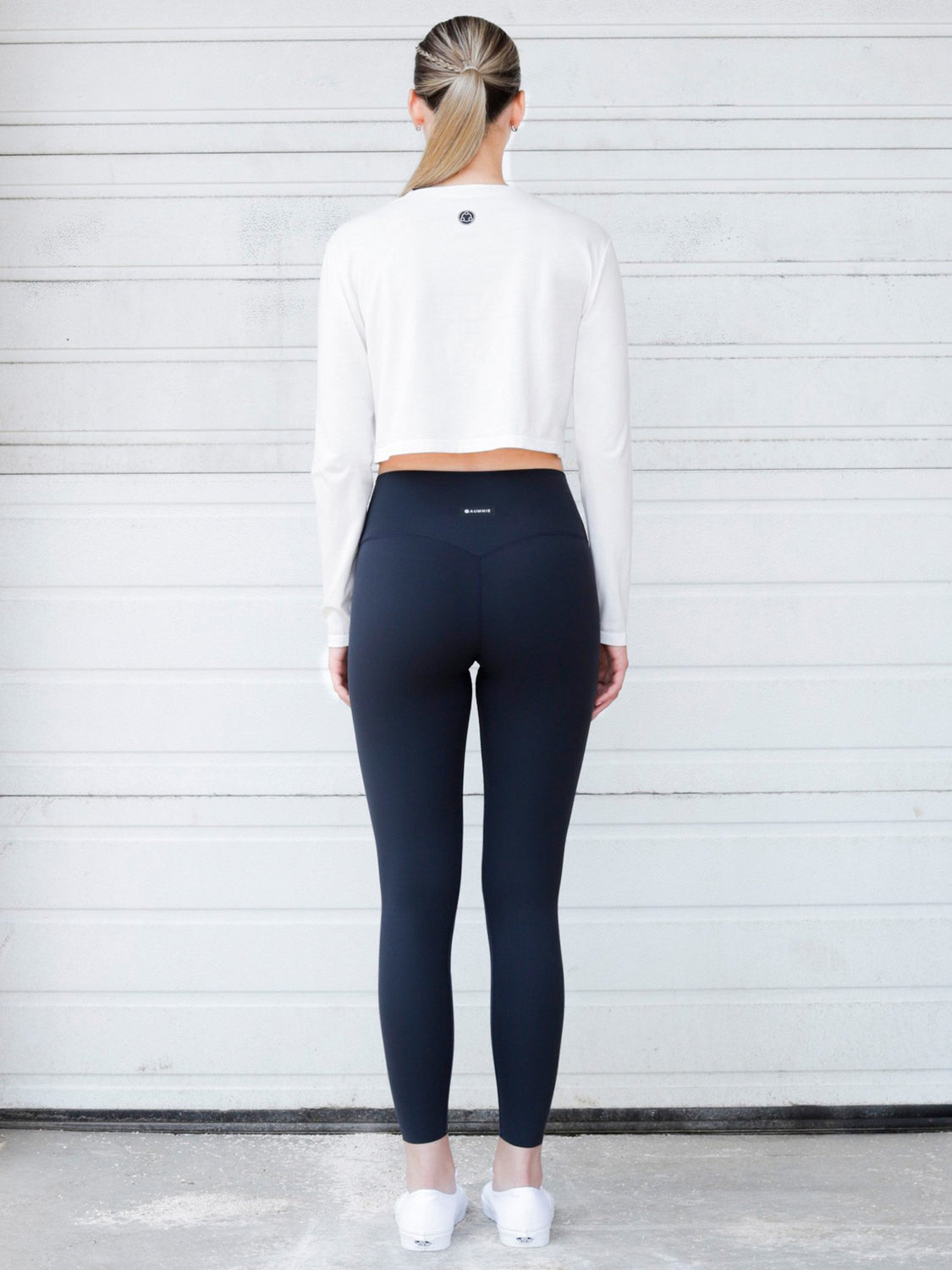 LONG SLEEVE COTTON CROP TOP, WHITE