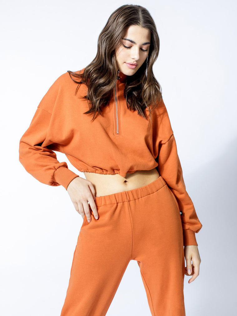 CT COTTON HALF ZIP SWEATSHIRT, SUNSET