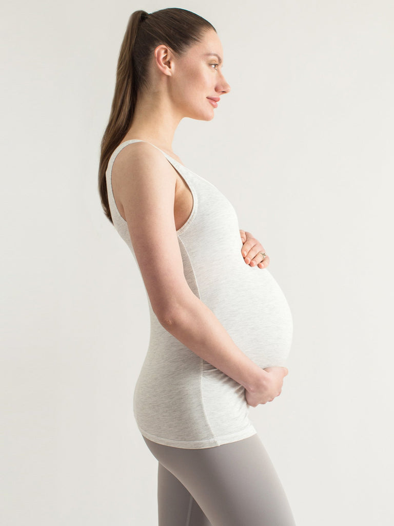 SOFT STRETCH MATERNITY TANK, LIGHT HEATHER GREY